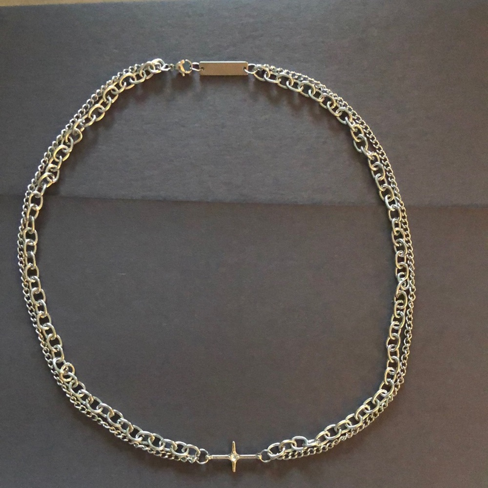 Stainless steel double necklace